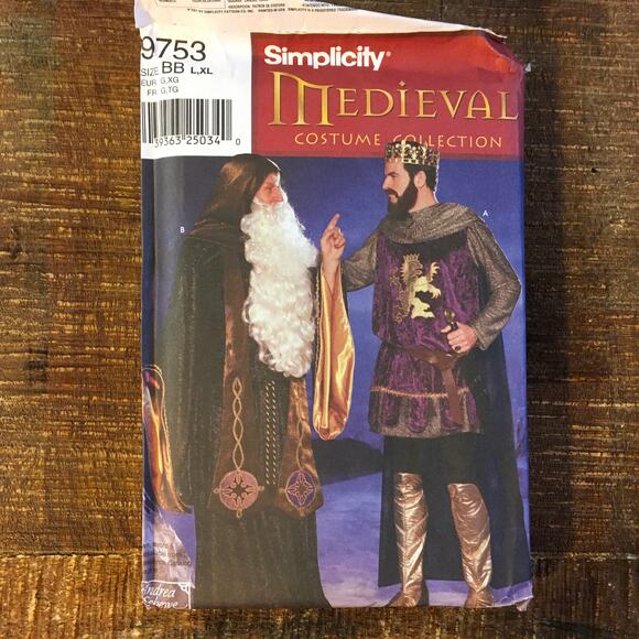 Simplicity Sewing Pattern 9753 Men’s Medieval Costume L-XL Wizard King UNCUT - Picture 1 of 2